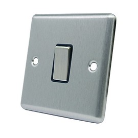 AET CSC1GSWIBS Satin Chrome Classical Black Insert Metal Rocker Switch-10 Amp Single 1 Gang 2 Way Light Switch
