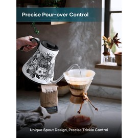 Cocinare FLOW M9 Gooseneck Electric Kettle with Precise ±1℉ Temperature Control for Pour-over Coffee and Tea, Stainless Steel Interior, Quick Heating Electric Kettle for Boiling Water (Blossom)