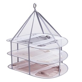 LHChan Tendedero de Malla Plegable de 3 Niveles para Colgar y Secar Suéteres, Resistente al Viento, Estante de Secado Grande para Lavandería, Secadora de Malla Plegable para Ropa, Portable