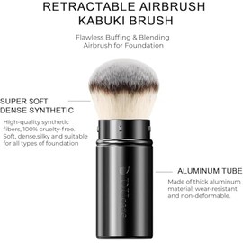 DUcare Brocha Kabuki Retráctil de Aerógrafo para Todo el Maquillaje Facial y Base para Maquillaje Facial Líquido, Crema y Polvo con Mango de Aluminio