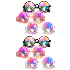 RuiJinGen Trippy Psychedelic Festivals Kaleidoscope Rainbow Sunglass Rave Goggle Glasses Prism Diffraction (M138 6pcs Mix color)