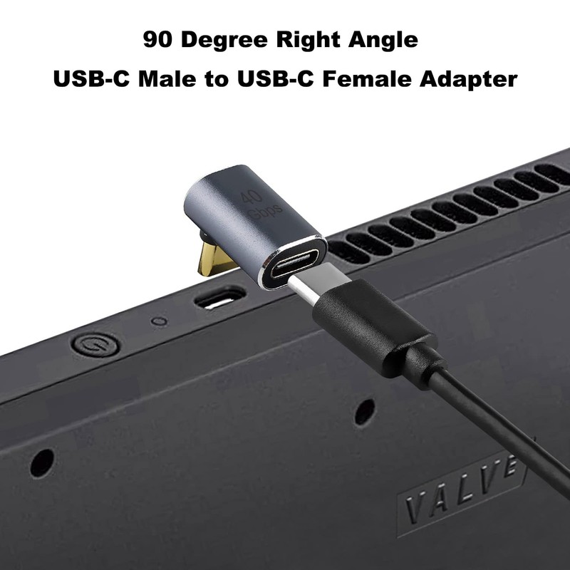 AreMe 90 Degree USB-C Male to Female Adapter, 2 Pack