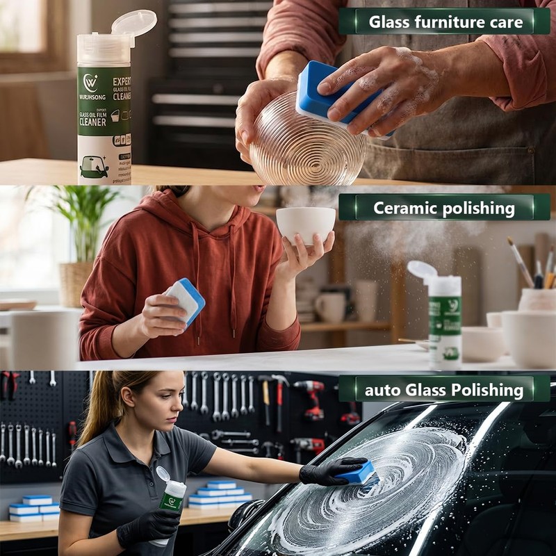 Glass Polish Compound, Car Glass Scratch Remover, Oil Film &
