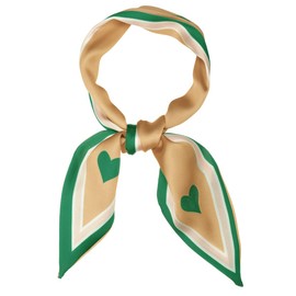 sourcing map Women's Skinny Ribbon Headband Neck Scarf Tie Heart Print Headband Neckerchief, champagne gold