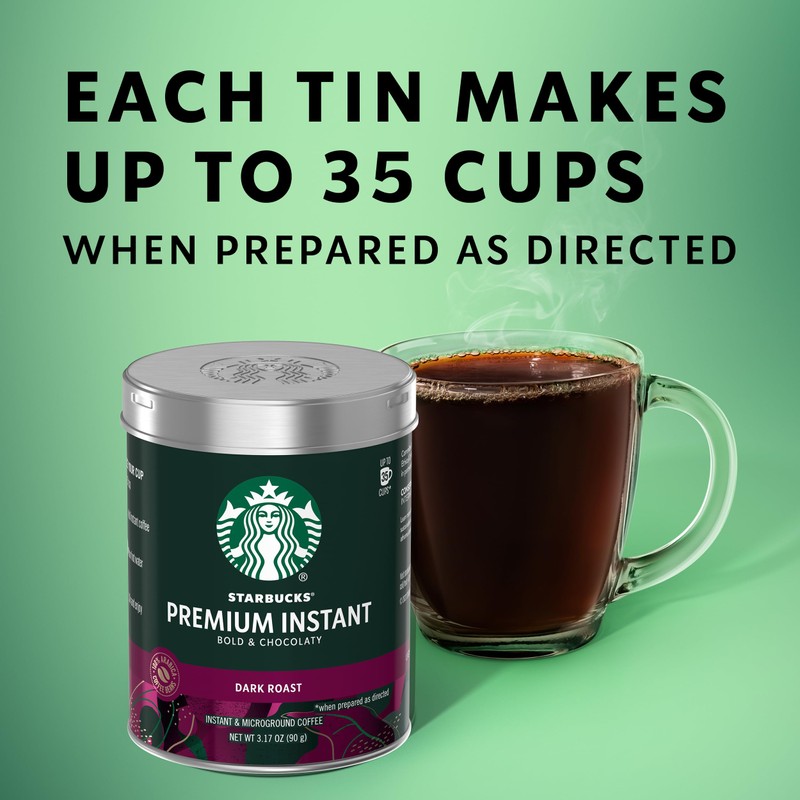 Starbucks Premium Instant Coffee, Dark Roast, 100% Arabica Beans, 3