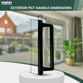 Wynn Hardware 10" PGT Exterior Handle for Sliding Patio Glass Door | PGT Exterior Sliding Glass Door Handle Replacement (Black)