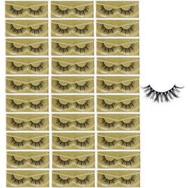 FARRED Wholesale Fluffy Dramatic Bulk Lashes 30 pairs Pack Individual Box 10-18mm Volume Faux Mink Eyelash Thick 8D Fake Lash Short Natural Look Eyelashes (F09-30 pairs)