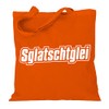 Fabric Bag Jute Bag Long Handle with Sglatschtglei Saying, orange,