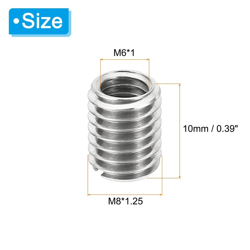 PATIKIL 10pcs M8*1.25 Male M6*1 Female Thread Adapter Sleeve Reducer