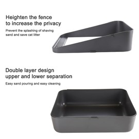 Sfozstra Cats Litter Box Low: Open Sifting Design -Tracking Space Saving - Grey Small Litter Box for Kittens up to 8 lbs