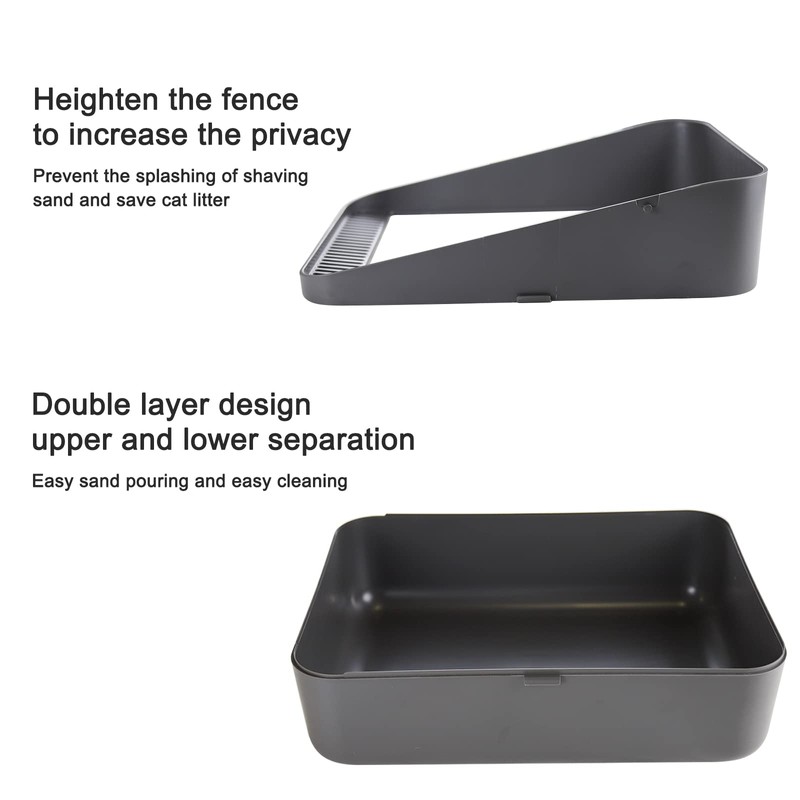Sfozstra Cats Litter Box Low: Open Sifting Design -Tracking Space