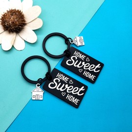 2Pcs Housewarming Presents for New Home Sweet Home Keychain for Couple Friend New House Keyring Gift for New Homeowner Moving in Key Chain Family Keychain Gift Real Estate Gifts from Agent for Client