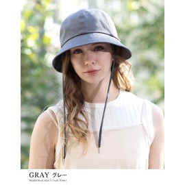 Loo&c Women's Hat, Large Size, 2-Way, Cara UV Bell Hat, Light Shade, 100% UV Protection, Protection Against UV Rays, Cool to Touch, Small Face, Adjustable Size, 100% Cotton, All Seasons, gray