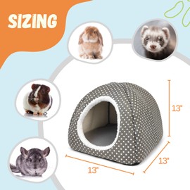 Tierecare Rabbit Hideout Large Bunny Bed Washable Rabbit House and Hideout Fleece Guinea Pig Hiding Hut for Indoor Bunnies Small Animal Hideaway