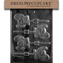 Dress My Cupcake DMCT010 Chocolate Candy Mold, Turkey Lollipop, Thanksgiving