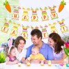 Happy Easter Banner Bunny Carrots Banner Easter Decorations for Indoor