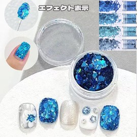QEZEZA グリッター ラメ ホログラム キラキ 容器入り ネイル パウダー 工芸品 手芸 DIY用 メイク用品 顔飾り/ボディ/ヘア飾り クリスマス/パーティー/舞踏会 4個セット（C）