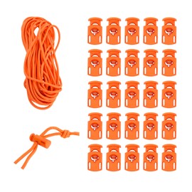 Mandala Crafts Orange Shock Cord & Plastic Cord Locks for Elastic Drawstring Clips - Bungee String & Spring Toggle Cord Ends Stopper Clamps for Shoelace Paracord