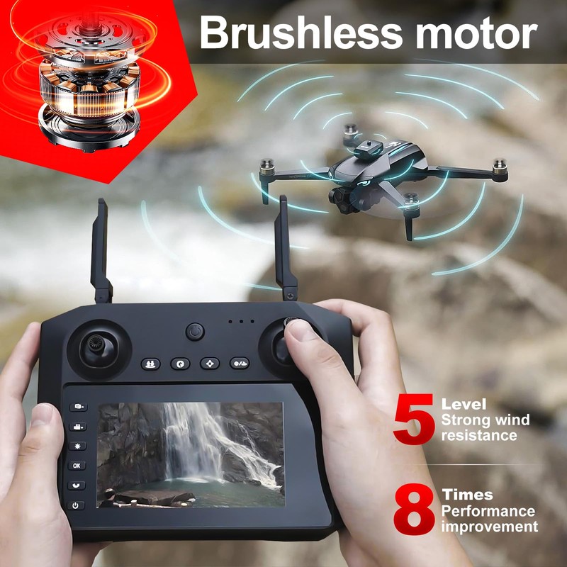 Brushless RC Drone with 4K Dual Camera, 4.5-inch HD Screen