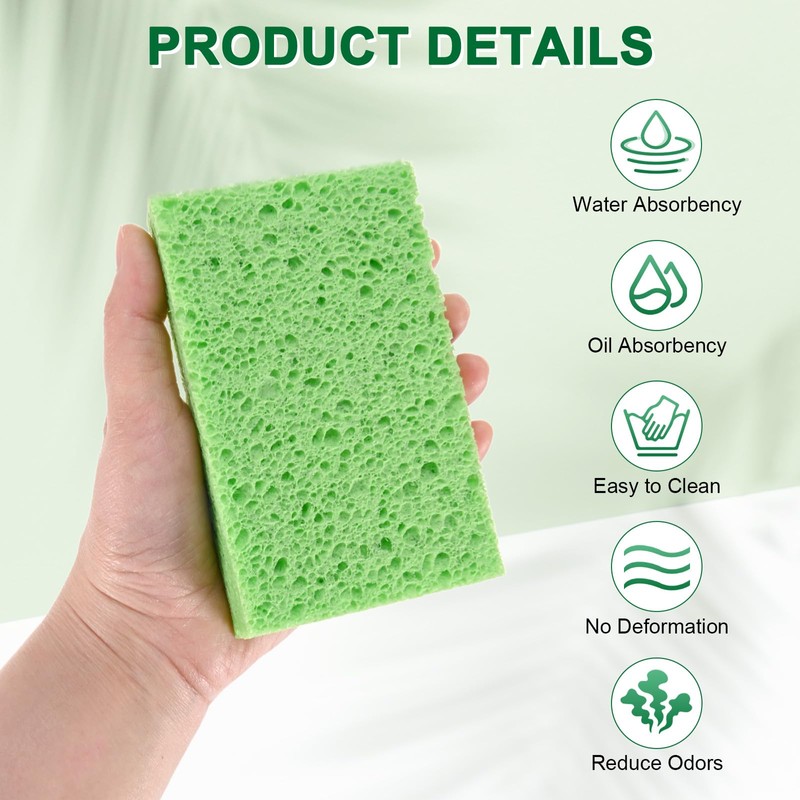 M METERXITY 12-Pack Kitchen Sponges, Condense Eco Cellulose Non-Scratch Scrub