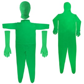 Jiuguva Jiuguva 2 Pack Green Screen Chromakey Bodysuit Gloves Hood, Unisex Disappearing Photography Bodysuit for Adult Men Invisible Effect (6 Feet/ 180 cm)