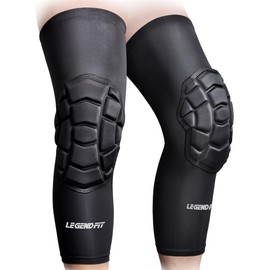 Legendfit Wrestling Long Knee Pads for Kids Youth Adults Padded Compression Leg Sleeves for Basketball Football Volleyball 2 PCS