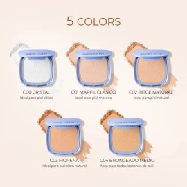 Sacelady Base De Maquillaje Polvo Compacto Fijador Matte Spf