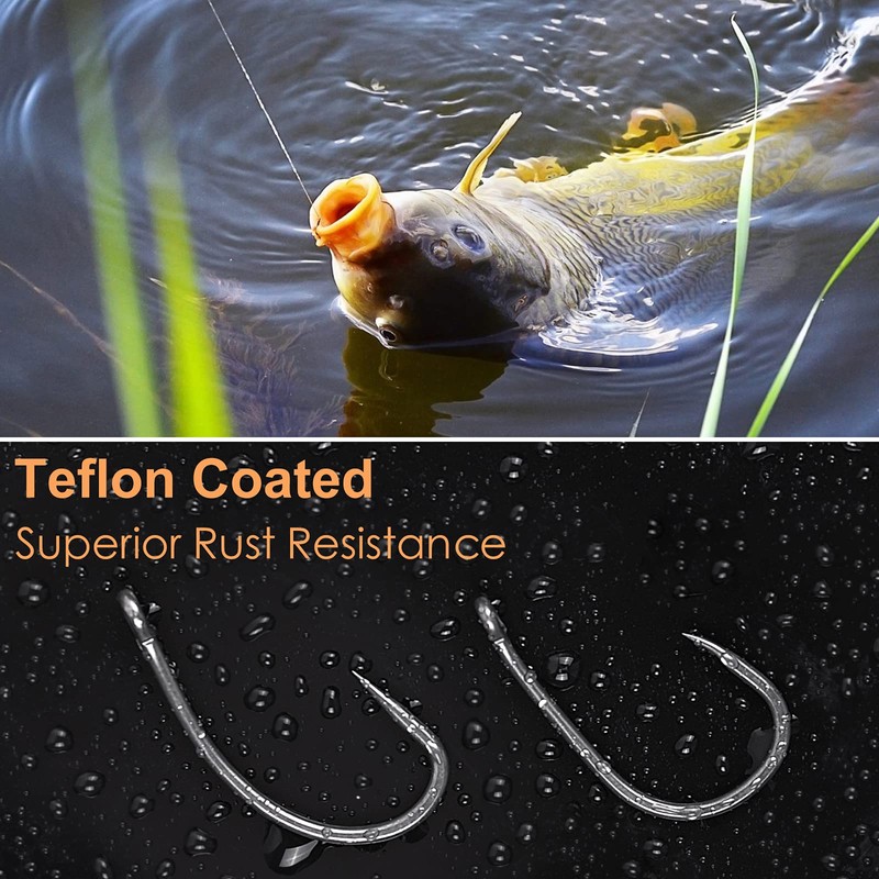 Luroad 50pcs Barbless Carp Coarse Eyed Fishing Hook Size 2,