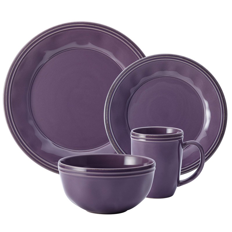 Rachael Ray Cucina Dinnerware 16-Piece Stoneware Dinnerware Set, Lavender Purple
