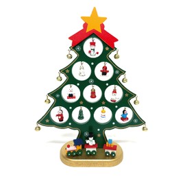 SHOP SHIMATARO Christmas Tree, Mini Tree, Tabletop, 10.2 inches (26 cm), Ornament Set, Scandinavian, Small, Wooden Tree, Decoration, Swaying, 11.8 inches (30 cm), 9.8 inches (25 cm), Interior Figurine, Tapestry, Blanche, Stylish, Green, Red, Star, Decola