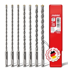 Schwabenbach ® SDS Plus Concrete Drill Bit Set – Super SDS Drill Bit Set, 7 Pieces, 5, 6, 8, 10, 12 x 210 mm Masonry Drill Compatible with Bosch, Hilti, Makita, Metabo Hammer Drill – Premium Quality