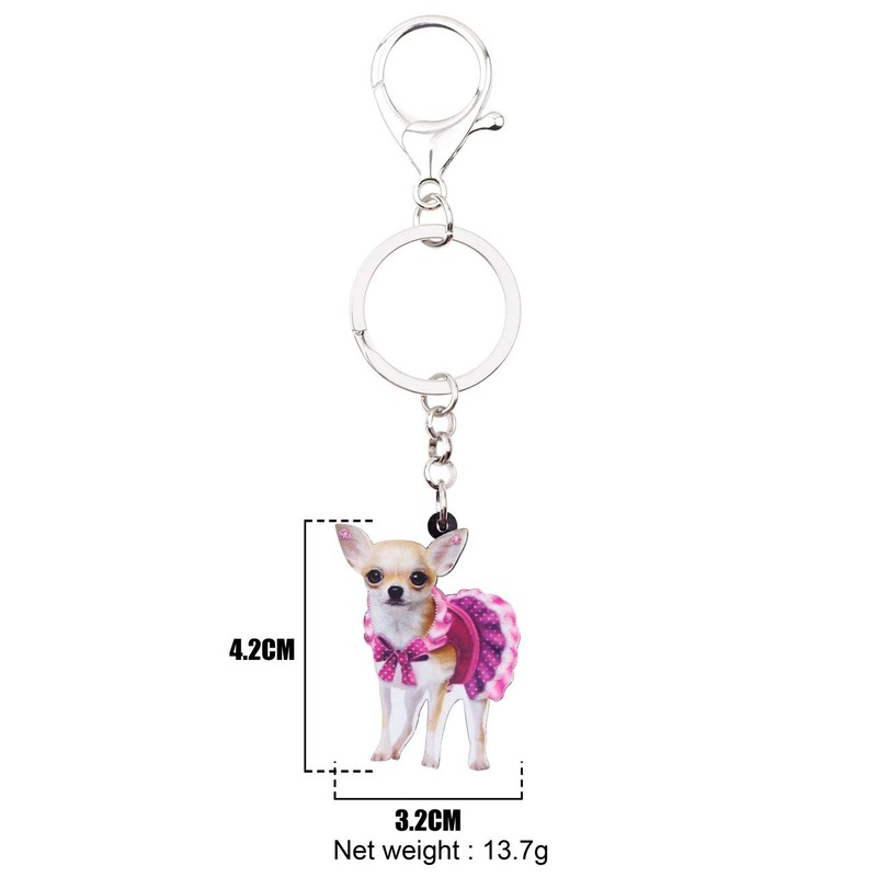 YAYAKO Acrylic Cute Chihuahua Keychain Charms Dog Lovers Gifts for
