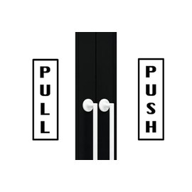 ZLKAPT Vertical Pull and Push Door Sign Vinyl Decals - 2x6.5 Inch Each -Waterproof Shop Frontdoor Decal Sticker, Easy to Apply Store Glass Door Decal (Black)
