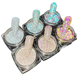 HomeSoGood 6 Colors Diamond Nail Powder,Reflective Nail Glitter Sequins for Nail Art Decorations