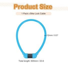 MECCANIXITY 2 Feet x 1/2 Inch Bike Lock Cable, 4 Digit Resettable Combination Security Cable Lock Self Coiling Cable Lock Bike Bicycle Lock Combination Portable Lock Blue Pack of 1