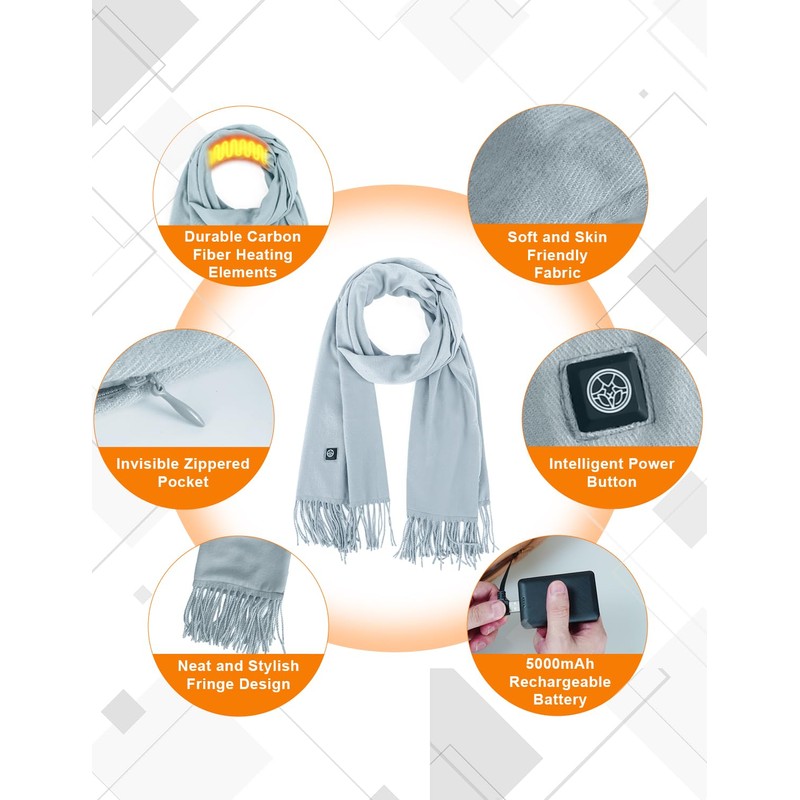 Lionrose Heated Scarf for Women Rechargeable,Men Electric Heating Scarf for