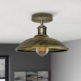 LEDSone Semi Flush Mount Vintage Industrial Ceiling Light Industrial Metal Cage Ceiling Light Mini Pendant Lighting for Farmhouse Porch Kitchen