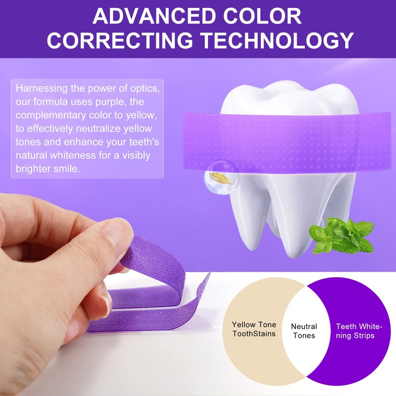 Teeth Whitening Strips, Purple Tooth Whitening Strips 14 Treatments, Enamel