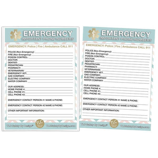 EMERGENCY CONTACT CARDS in Magnetic Sleeve Home Alone 5” x