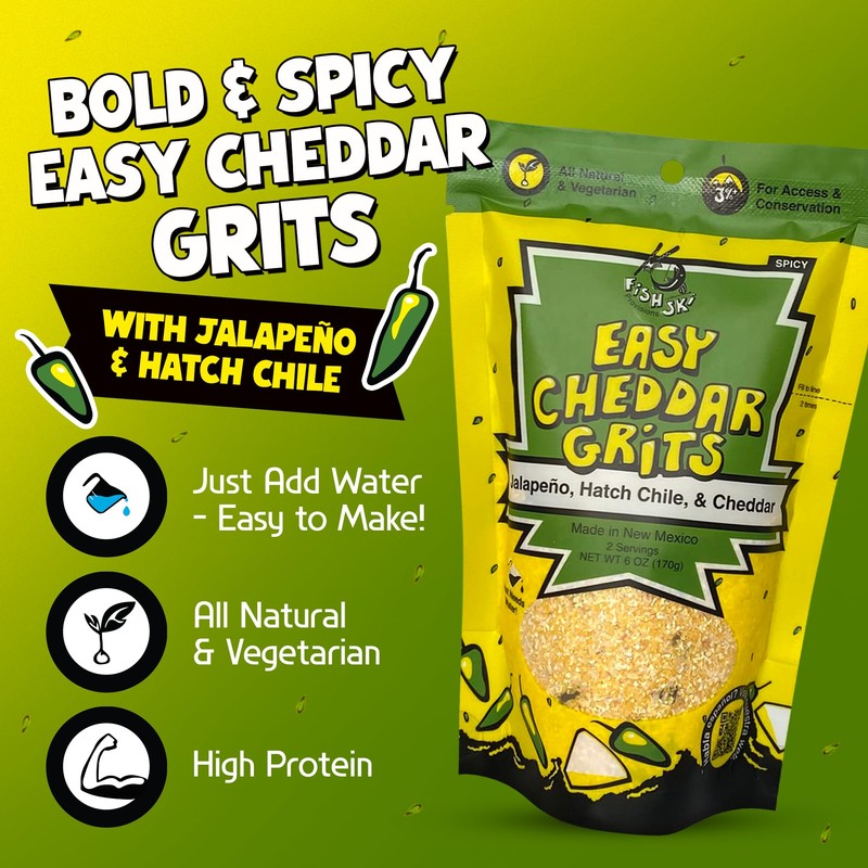 Jalapeno Yellow Corn Grits with Cheddar Cheese + Hatch Green