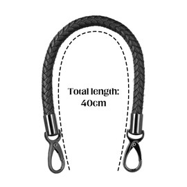 Tibapla 2 Pcs PU Leather Braided Handbag Handles, 40cm/15.7inch Handles Bag Strap, Black Replacement Purse Strap with Buckle for DIY Handbag Tote Bag Purse Underarm Bag Shoulder Bag Basket Handmade Bag Making