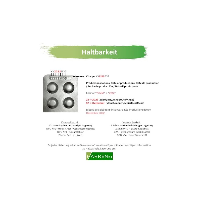 harren24 Photometer Test Tablets Chlorine DPD1, DPD3, Active Oxygen DPD4,