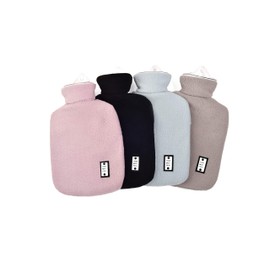 L&L Hot Water Bottle Classic Rubber 1 Liter Hot Water Bag with Fleece Cover（Blue）