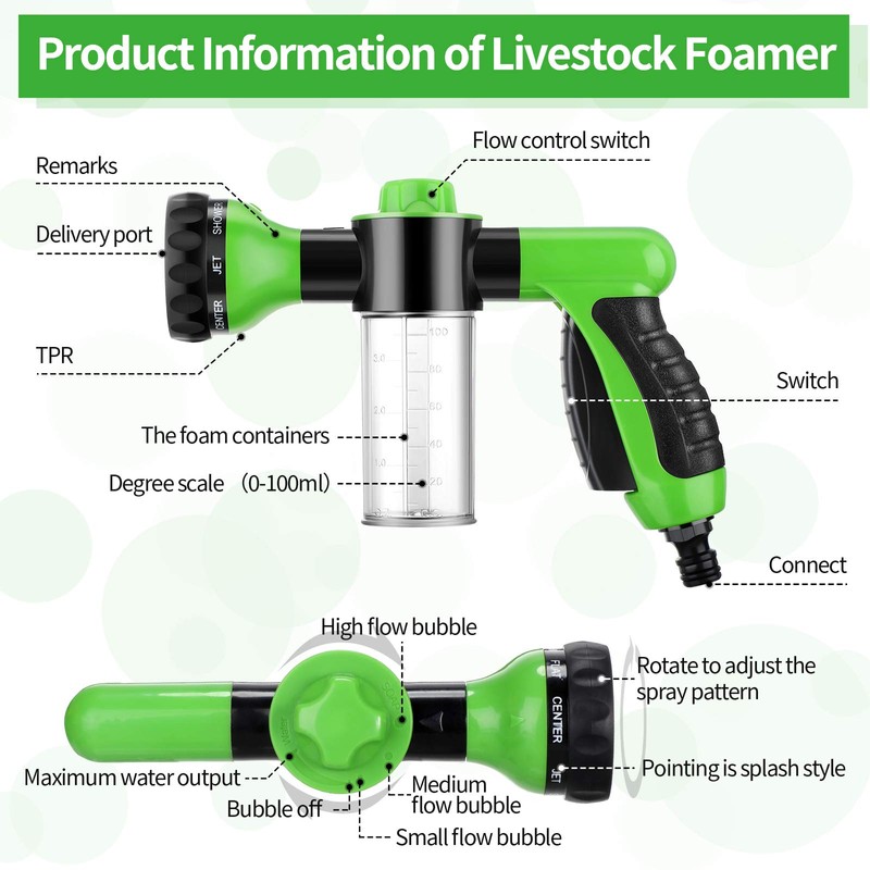 2 Pieces Pet Bathing Tool Set Include Hose Nozzle Soap