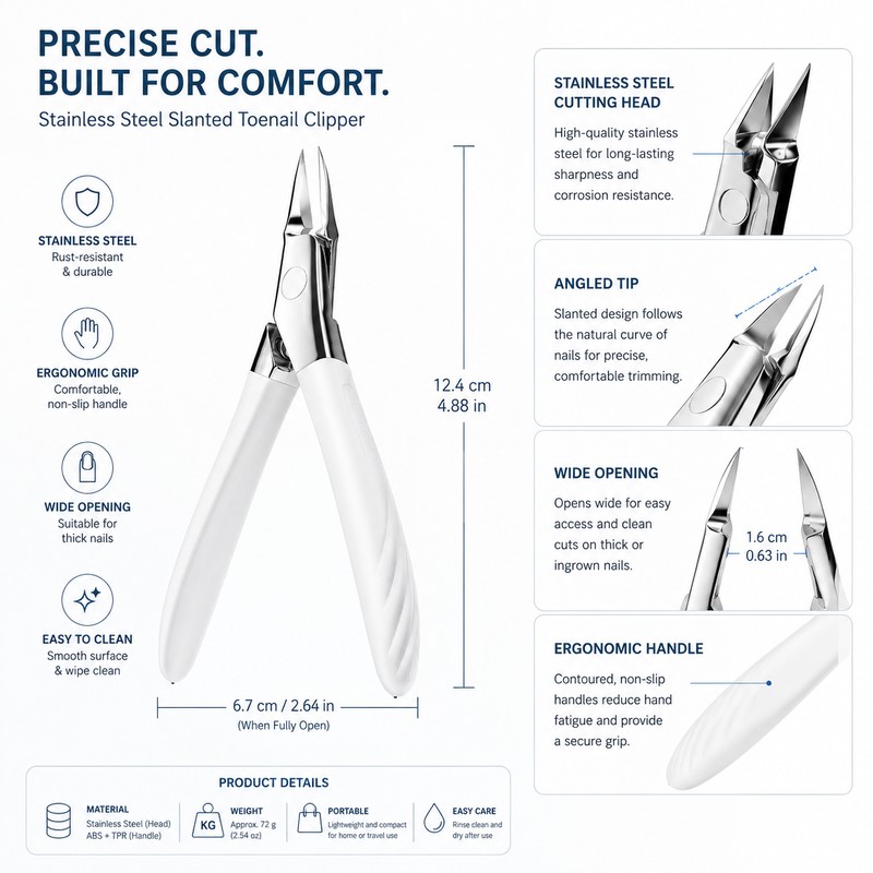 Large Jaw Toenail Clippers for Thick Nails – Stainless Steel