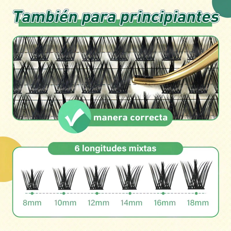 Extensiones De Pestañas Kit 144pcs Mixta Gruesa Chloe Laurel Espesor