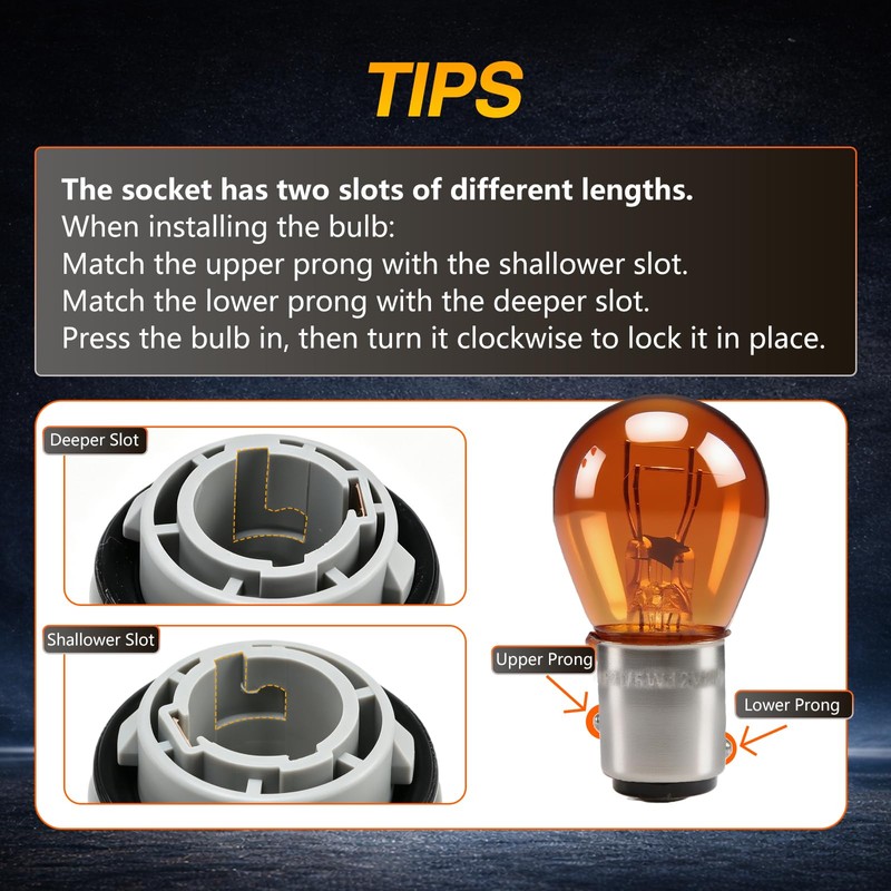 KPALAG 2-Pack Front Turn Signal Light Socket with Bulbs and