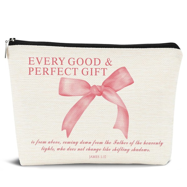 Dejfel Coquette Pink Bow Makeup Bag,Pink Bow Jesus Cosmetic Bags