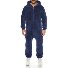 Crazy Age Women's Jumpsuit Made of Cuddly Teddy Fleece | Jumpsuit | Full Body Suit Fluffy | Homewear, Nevy(2844)