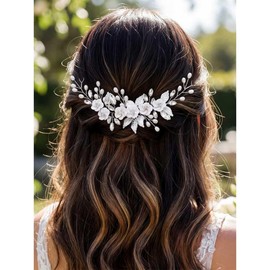GORAIS Diadema de flores para novia, pelo de vid de cristal plateado, accesorios para el cabello para mujeres y niñas